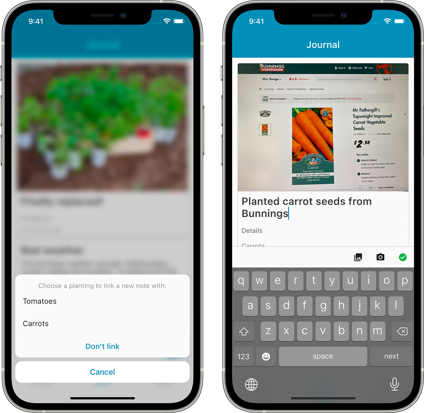 Adding a garden diary entry in Leafarise mobile app for gardeners